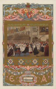O casamento do futuro Rei Eduardo VII e da Rainha Alexandra, na Capela de St. Georges, Windsor, em 10 de Março de 1863 (cor litho)