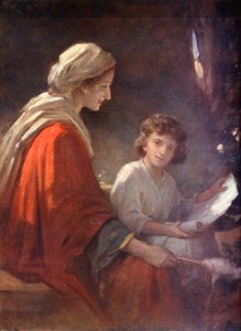 Maria e o Menino Jesus, Lucas ii, 39, 40 (litografia a cores) de William Pratt
