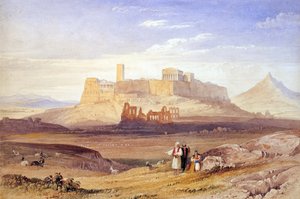 Vista de Atenas com a Acrópole e o Odeon de Herodes Atticus - Purser, William (1789-1852) - Primeiro quartel do séc. - Óleo sobre tela - 26x40 - Museu Benaki, Atenas