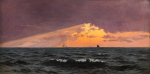 Antes do pôr do sol, tempestade chegando (óleo no painel) de William Pye
