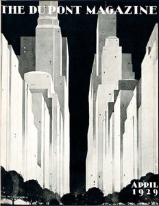 Arranha-céus, capa da revista DuPont, abril de 1929 de William R. Jr. Hollingsworth