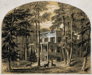 A casa de James John Audubon, "Minniesland" , pub. C 1861 (gravura em madeira)