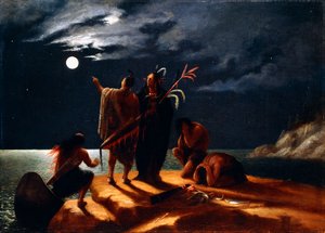 Índios que experimentam um eclipse lunar, c.1848-50
