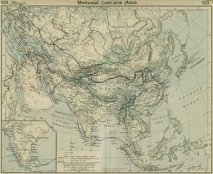 Comércio Medieval Ásia. Do Atlas Histórico de William Robert Shepherd