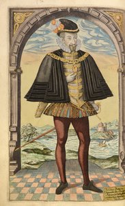 Emmanual Philibert, Duque de Savoy, da Honra Militar, e Civill, William Segar, pub. Robert Barker, Londres, 1602 (gravura colorida à mão)