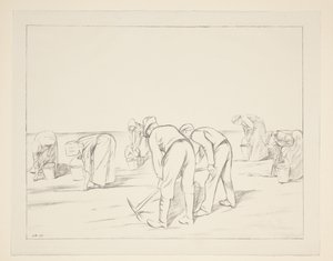 Trabalhadores agrícolas com picaretas e baldes
Plantação de batata (título original)
Grande Guerra: Esforços e Ideais da Grã-Bretanha (título da série)
The Great War: Britain