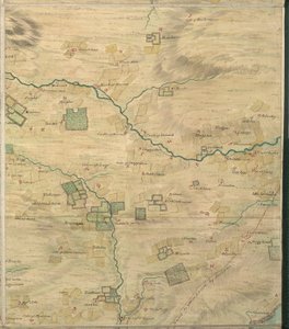 Mapa de Roy 19/3f: Área em redor de Colliston, em Forfarshire (ou Angus), do Roy Military Survey of Scotland