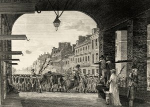 A procissão fúnebre de George Washington ao longo da High Street em Filadélfia