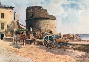Baluarte da costa, Ceriale (litografia a cores)