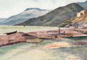 Itália e França, foz do Roya (litografia a cores)