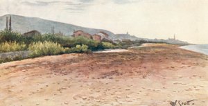 Na costa, Bordighera, manhã cedo (litografia a cores)