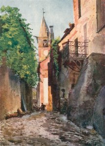 Rua em Villanuova, perto de Albenga (litografia a cores)