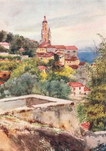 A Igreja Velha, Mentone (litografia a cores)