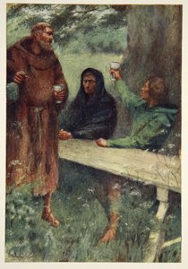 Robin Hood e o Monge Negro, frontispício de &39;Hero Myths e Legends of the British Race&39; de MI Ebbutt, 1910