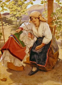 Mãe e Filho (óleo a bordo) de William Shakespeare Burton