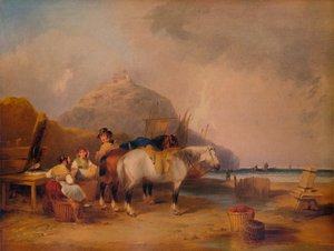 Cena da costa, com figuras e cavalos, c1841