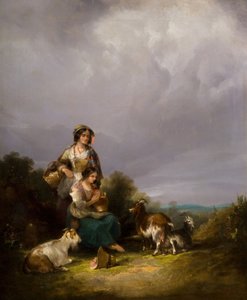 Duas Jovens Mulheres e Cabras Numa Paisagem, 1870.