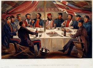 Um jantar de Natal nas alturas antes de Sebastopol, 1855 de William Crimea Simpson