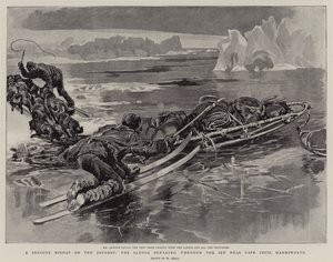 Um grave erro na jornada, o trenó atravessando o gelo perto do cabo Cecil Harmsworth de William Small