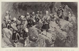 Após a Batalha de Dargai, os Highlanders de Gordon levando Gurkhas Assassinados e Feridos da Cena da Ação