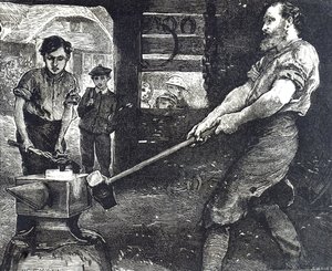 Gravura retratando o ferreiro da aldeia de William Small