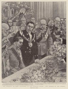 O banquete para o senhor Kitchener na mansão, a saúde do Sirdar