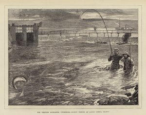 As terras altas ocidentais, Connemara, pesca de salmão em Lough Corrib, Galway de William Small