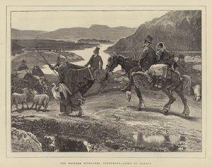 O Western Highlands, Connemara, indo ao mercado