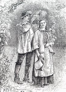 A coroação da Rainha de Maio com uma grinalda de espinheiro pela sua querida. Por William Small (1843-1929) um ilustrador inglês de William Small