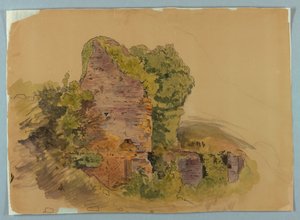 Base da torre, esboço de ruínas na floresta de William Stanley Haseltine