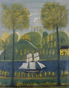 A toda a vela, segundo quartel do século XIX (óleo e caseína () sobre estuque e ripa) de William Stephen Coleman