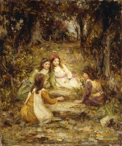 Crianças em um pomar (óleo sobre tela)