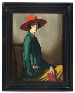 Senhora com um chapéu vermelho