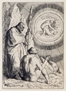Michael define antes de Adam uma visão do paraíso perdido por John Milton (1608-1674) uma série de 12 ilustrações gravadas por William Strang (1859-1921) de William Strang