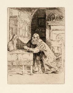 Montaigne e o gato. Ilustração de Izaak Walton e Charles Cotton de The Compleat Agler de William Strang