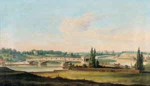 Uma vista de uma ponte sobre o rio Schuylkill de William Strickland
