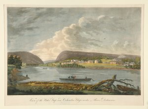 Vista do Water Gap e da Columbia Glass Workshop de William Strickland