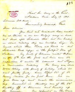 Carta de W. T. Sherman, quartel-general, Exército no Campo, Jackson, Mississippi, para [David D.] Porter, 19 de julho de 1863 de William T. Sherman