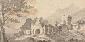 Paisagem Italiana com Castelo em Ruínas
