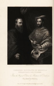 Retrato de Sebastiano del Piombo, pintor italiano do Alto Renascimento e dos primeiros tempos do Maneirismo, cerca de 1485-1547, com o Cardeal Ippolito de