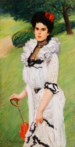 O vestido branco - retrato de uma jovem mulher em um parque, 1903