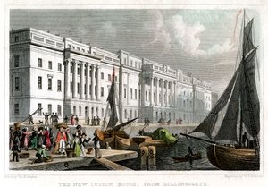 A nova Custom House, de Billingsgate, cidade de Londres, c1830. de William Tombleson