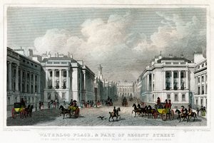 Waterloo Place e parte da Regent Street, Westminster, Londres, 1828.