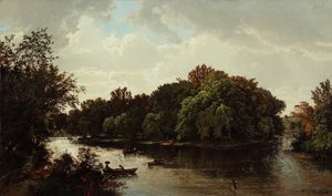 Cena de lago, barco 1861 (óleo sobre tela) de William Trost Richards