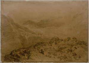 Uma passagem rochosa entre montanhas (Glen Croe, com declives de Ben Arthur: Ben an Lochain) de Joseph Mallord William Turner