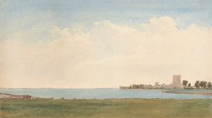 Castelo de Porchester: Uma Vista de Porchester Village Olhando através da Água para Portsmouth