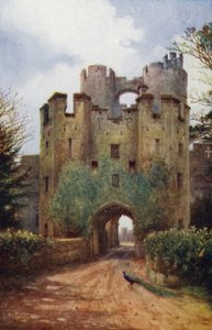 Castelo de Warwick: Ponte levadiça e Portcullis (cor litho)