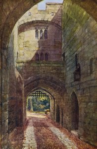 Castelo de Warwick: Casa da Porta e Portcullis (cor litho)