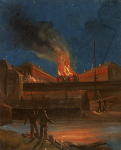 Bristol Riots: The Gaol Burning, c.1831 (óleo sobre papel)