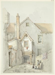 Antiga casa anteriormente situada perto da Catedral de Bristol (lápis e aguarela sobre papel)
